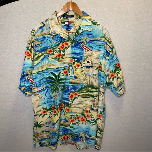 Tommy Hilfiger Other - Vintage Tommy Hilfiger 1999 Surf Tropical Graphic Shirt Men’s Sz XL Multicolour